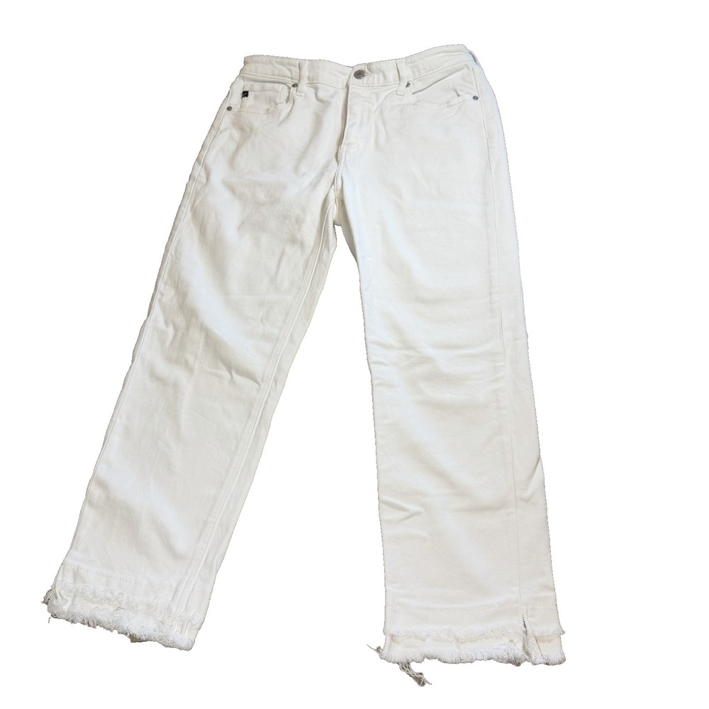 KanCan White Womens 29 Cropped Raw Hem Jeans